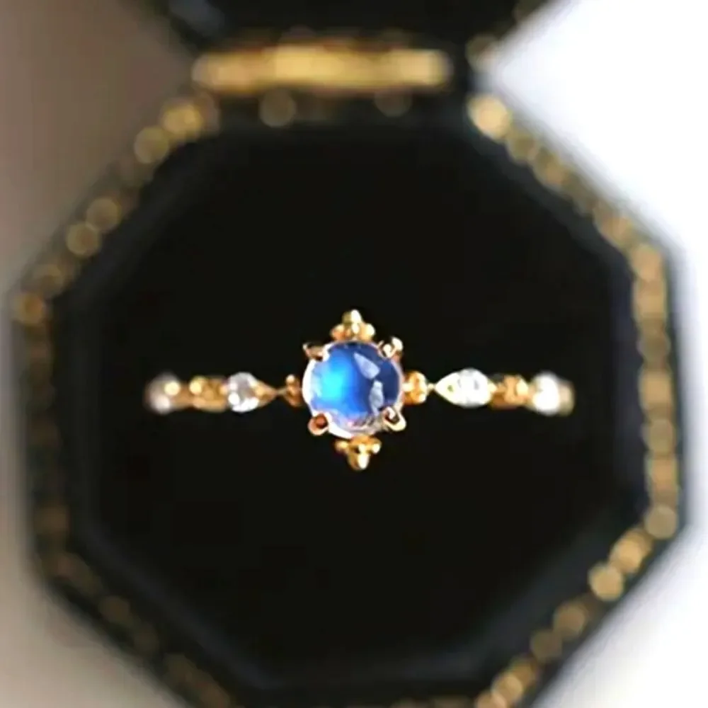 Women's Stunning S925 Golden Sunset Moonstone Color Changing Promise Ring Sz 8